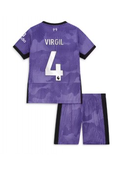 Liverpool Virgil van Dijk #4 Ausweichtrikot für Kinder 2023-24 Kurzarm (+ Kurze Hosen)